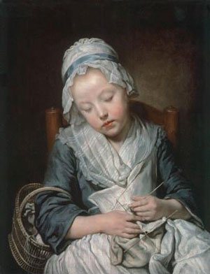 young knitter asleep